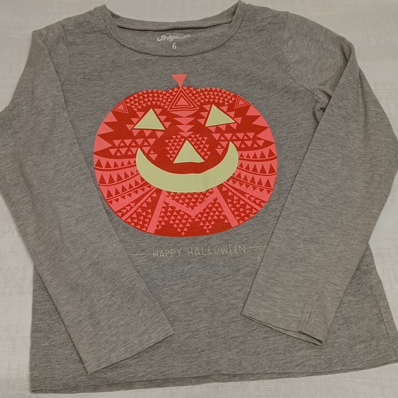Ohkosh | pumpkin long sleeve Halloween t-shirt girls SZ 6 jack-o-lantern top - Picture 1 of 7